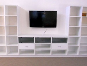 tv space and shelving