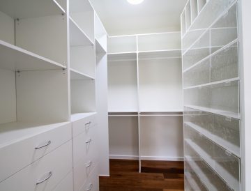 Walk-in Wardrobe white shelving