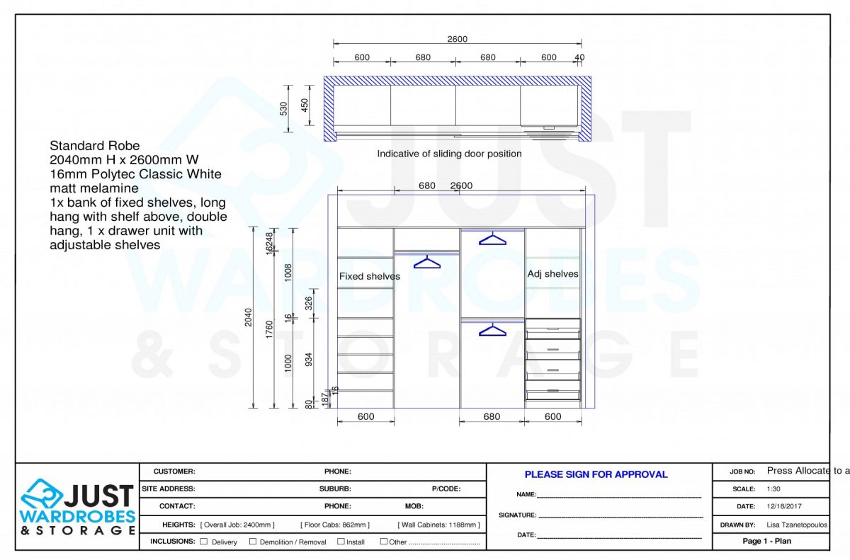 Standard Robe Configurations 2600mm W Just Wardrobes Storage beautiful-contemporary-fitted-wardrobe-made-from-scratch-using-wood